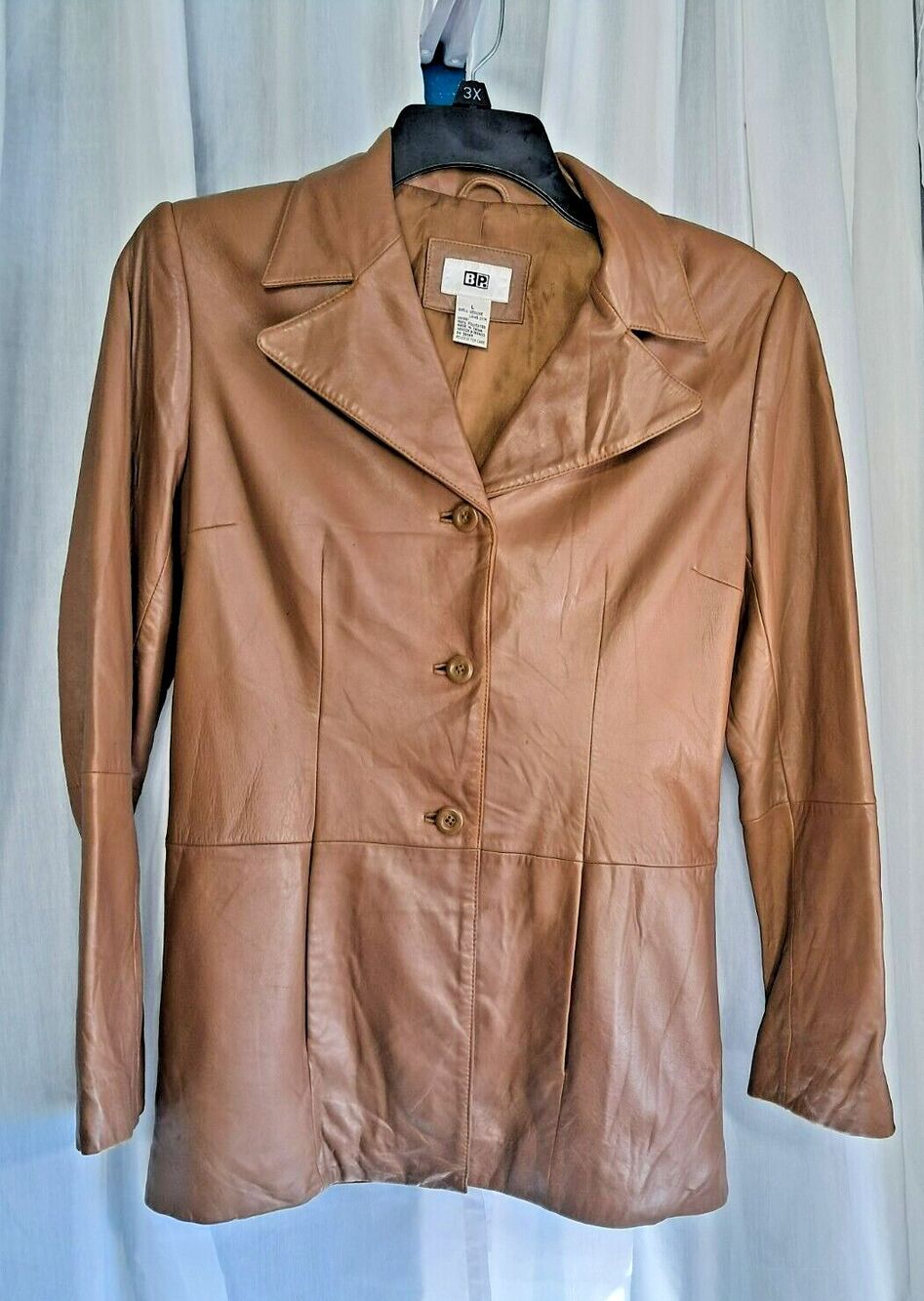 Vintage BP. Women's Lamb Skin Leather Jacket Size L Retro 70's Dark Tan